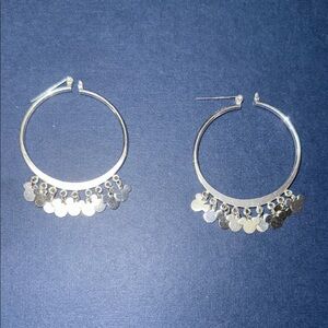 Gold Hoop Earrings with Disc Accents
